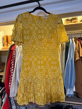 Yellow Lace Mini Dress